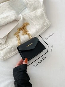 迷你字母圖案翻蓋鏈條方包