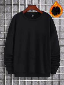 Manfinity Men Cartoon & Slogan Graphic Drop Shoulder Sweatshirt - Black - View 2
