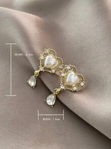 Ngọc trai Giả Tim Thả hoa tai - Nhiều màu - Xem 3