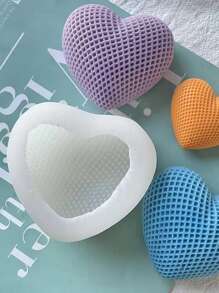 1pc Heart Shaped DIY Silicone Mold - White - View 1