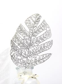 2pcs Glitter Artificial Tropical Leaf - Silver - View 4