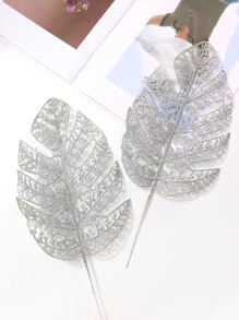 2pcs Glitter Artificial Tropical Leaf - Silver - View 5