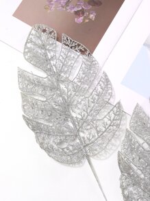 2pcs Glitter Artificial Tropical Leaf - Silver - View 6
