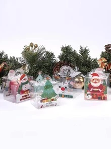 4pcs 3d Cartoon Printed Pvc Transparent Christmas Gift Packaging Box - Multicolor - View 2