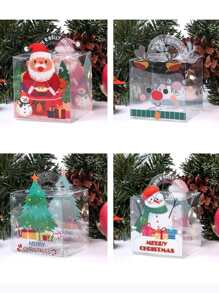 4pcs 3d Cartoon Printed Pvc Transparent Christmas Gift Packaging Box - Multicolor - View 3