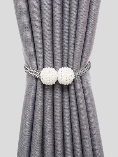 2pcs/4pcs Pearl Plastic Curtain Tie Backs, Multi-Color & Size Options, Suitable For Curtain Fixing And Decoration