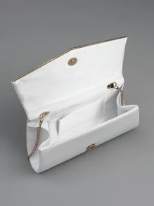 Fashionable,Stylish Glamorous,Elegant,Exquisite,Quiet Luxury Glitter Metal Decor Flap Square Bag Dinner Bag,Elegant Rhinestone,Evening Bag For Party Girl,Woman,For Lady,Bride Perfect For Party,Wedding,Prom,Dinner/Banquet Best Gift For Women - White - View 2