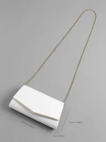 Fashionable,Stylish Glamorous,Elegant,Exquisite,Quiet Luxury Glitter Metal Decor Flap Square Bag Dinner Bag,Elegant Rhinestone,Evening Bag For Party Girl,Woman,For Lady,Bride Perfect For Party,Wedding,Prom,Dinner/Banquet Best Gift For Women - White - View 3