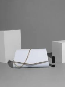 Fashionable,Stylish Glamorous,Elegant,Exquisite,Quiet Luxury Glitter Metal Decor Flap Square Bag Dinner Bag,Elegant Rhinestone,Evening Bag For Party Girl,Woman,For Lady,Bride Perfect For Party,Wedding,Prom,Dinner/Banquet Best Gift For Women - White - View 4