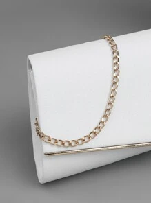 Fashionable,Stylish Glamorous,Elegant,Exquisite,Quiet Luxury Glitter Metal Decor Flap Square Bag Dinner Bag,Elegant Rhinestone,Evening Bag For Party Girl,Woman,For Lady,Bride Perfect For Party,Wedding,Prom,Dinner/Banquet Best Gift For Women - White - View 6