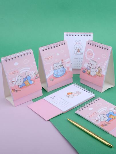 1pc Cartoon Cat Print Random Desk Calendar