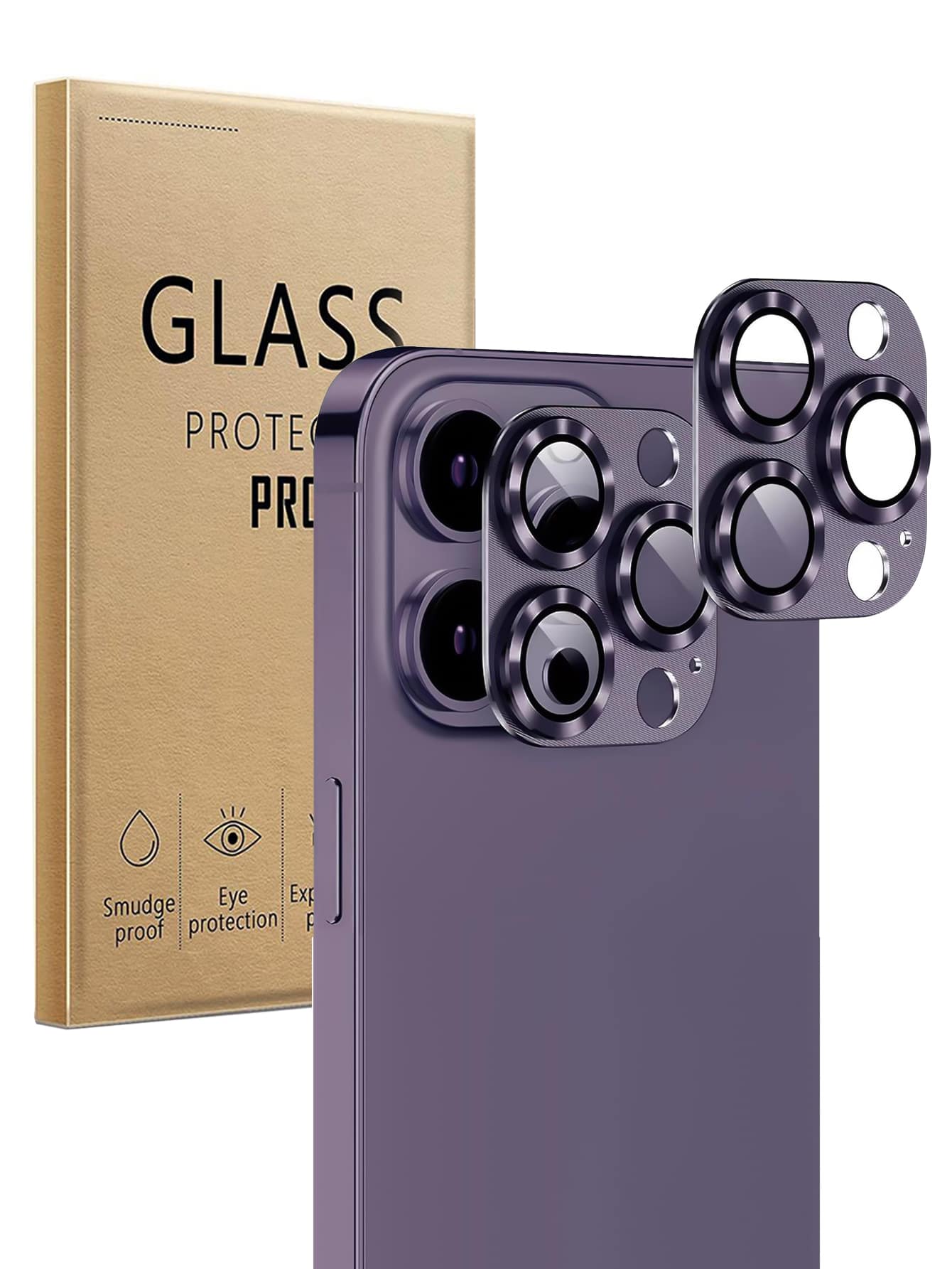 2 片鏡頭保護膜,相容於 iPhone15/15Plus/15Pro/15Promax - 紫色 - 查看 1