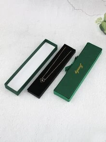 1pc Letter Graphic Bow Decor Jewelry Storage Box - Dark Green - View 2