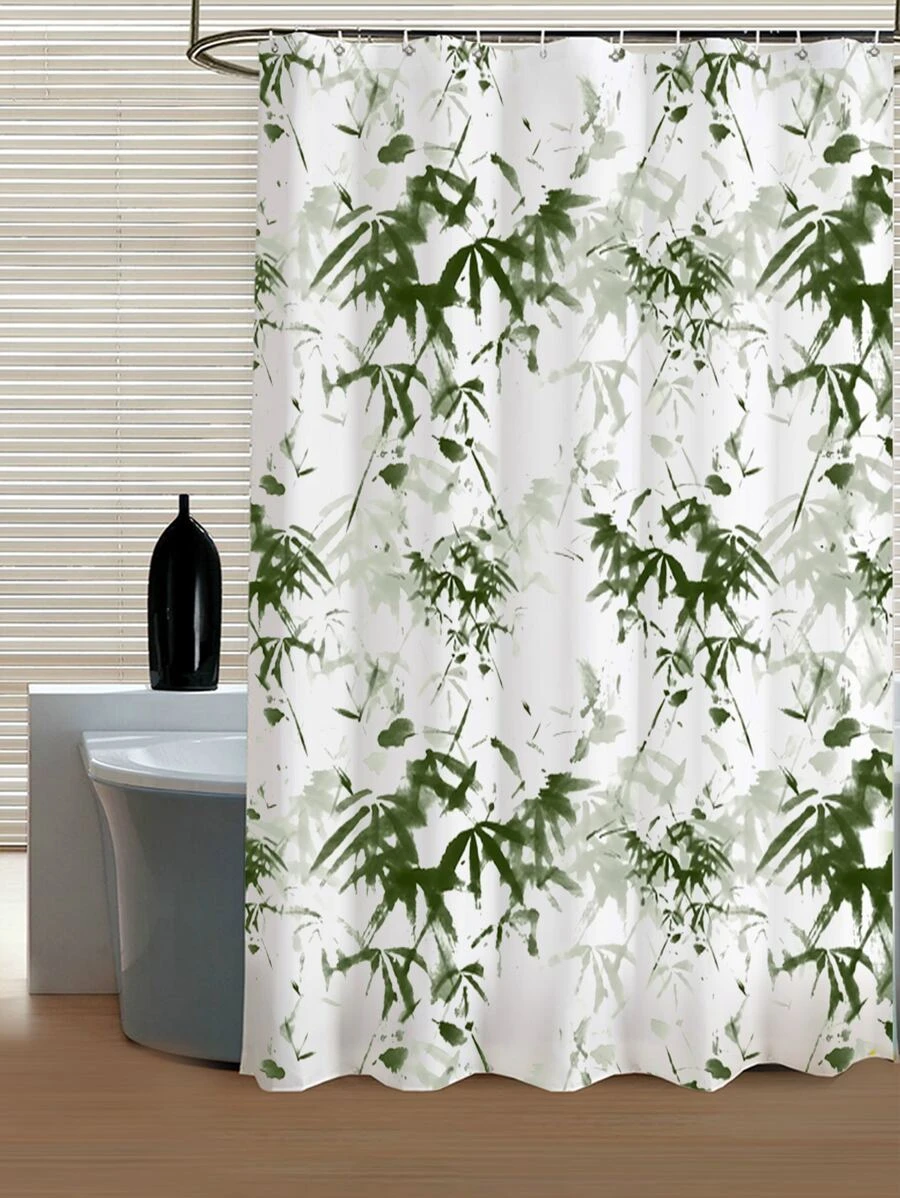 Bamboo Print Waterproof Shower Curtain - Multicolor - View 1