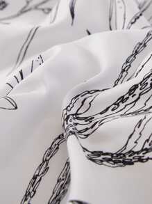 1組聖誕印花化學纖維被套套裝(1被套+2枕套) - 黑與白 - 查看 3