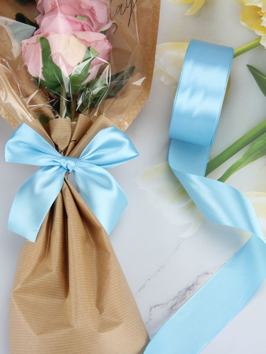 1roll Solid Gift Wrapping Ribbon - Blue - View 1