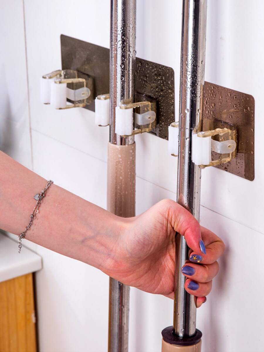 1pc Random Mop & Broom Storage Rack - Multicolor - View 1