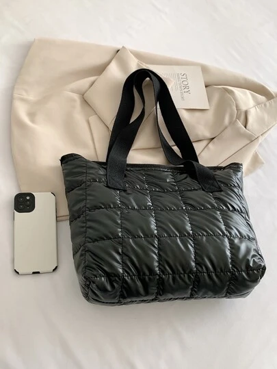 Bolso de hombro acolchado con detalles, informal y de negocios, ligero, para adolescentes, mujeres, estudiantes universitarias, principiantes y trabajadores de cuello blanco, perfecto para oficina, universidad, trabajo, negocios, transporte, actividades al aire libre, viajes, salidas, mochila escolar, gran capacidad, portátil