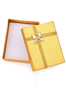 1pc Bow Decor Jewelry Storage Box - Gold - View 2