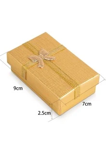 1pc Bow Decor Jewelry Storage Box - Gold - View 3