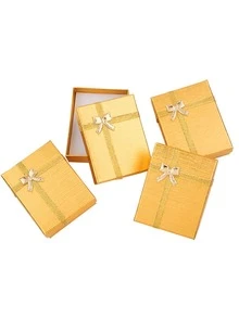 1pc Bow Decor Jewelry Storage Box - Gold - View 4
