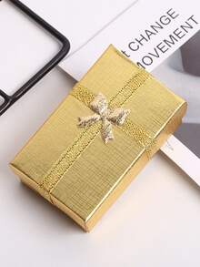 1pc Bow Decor Jewelry Storage Box - Gold - View 5