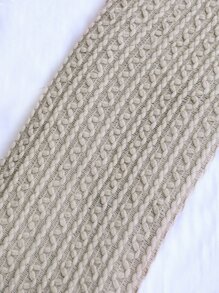 1pc Kết cấu Fringe Trim Ném Chăn - Màu Khaki - Xem 5