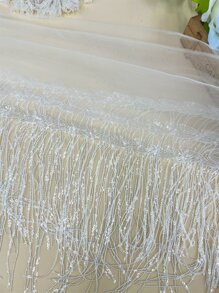 1pc White Flow Comb Glitter Lace Trim - White - View 3