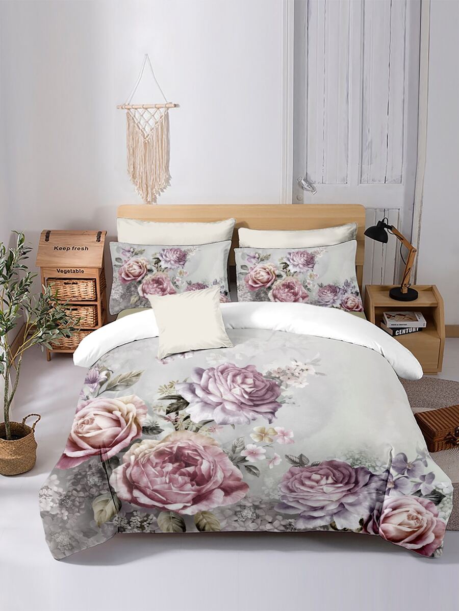 Set colcha sin relleno con patrón floral - Multicolor - Ver 1