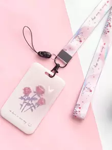 1 件/2 件玫瑰系列 ID 徽章卡夹（带挂绳） - 彩色 - 查看 1