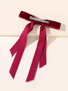 Bow Decor Hair Clip Elegant - Burgundy - View 2