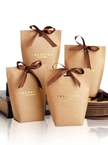 10入組金屬質感標語圖案禮物盒 - 卡其色 - 查看 1