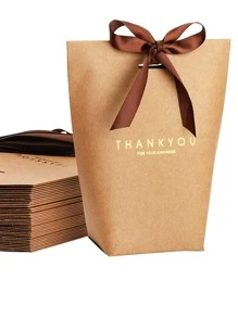 10入組金屬質感標語圖案禮物盒 - 卡其色 - 查看 3