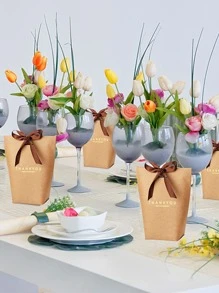 10入組金屬質感標語圖案禮物盒 - 卡其色 - 查看 4