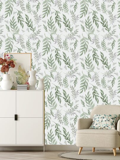 Roll Groen Willow Leaf Self Adhesive Wallpaper Mimosa Leaves Peel Stick Home Kitchen, Cabinets, Tafel 17.7inch Wide