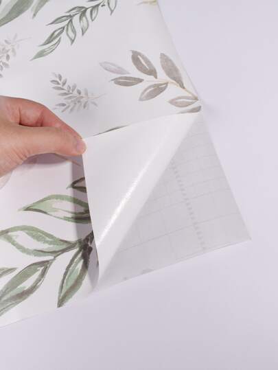 Roll Groen Willow Leaf Self Adhesive Wallpaper Mimosa Leaves Peel Stick Home Kitchen, Cabinets, Tafel 17.7inch Wide view 10