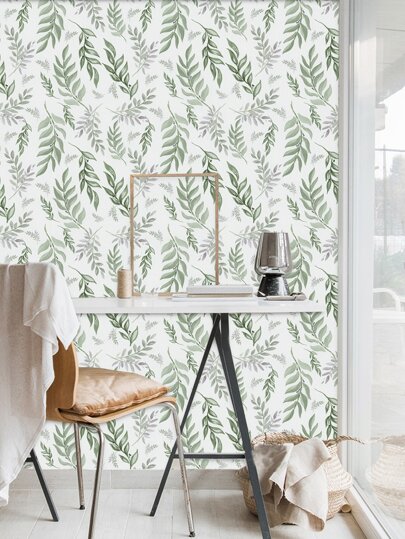 Roll Groen Willow Leaf Self Adhesive Wallpaper Mimosa Leaves Peel Stick Home Kitchen, Cabinets, Tafel 17.7inch Wide view 2
