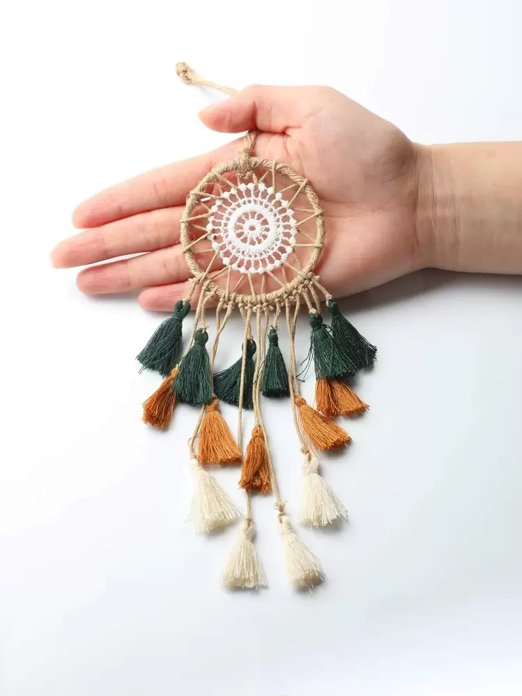 1/2 chiếc đồ trang trí tường phong cách Bohemian, bẫy giấc mơ hình học đan tay có tua rua, tác phẩm nghệ thuật Boho cho ký túc xá, nhà cửa, phòng ngủ, căn hộ. - Nhiều màu - Xem 10