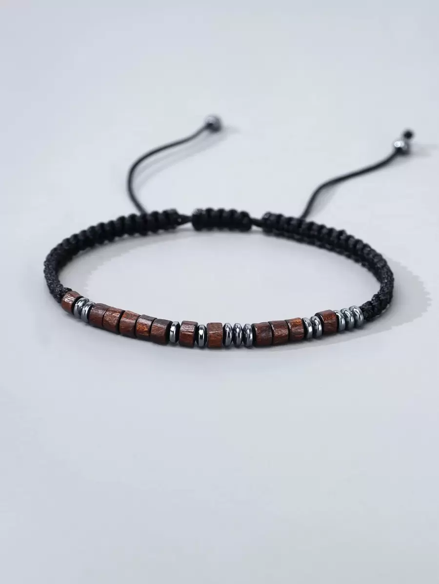 Vòng tay nam tối giản thời trang và phổ biến để làm quà tặng trang sức và cho vẻ ngoài sành điệu - màu đen - Xem 1