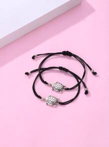 2pcs Girls Tortoise Decor Bracelet - Multicolor - View 4