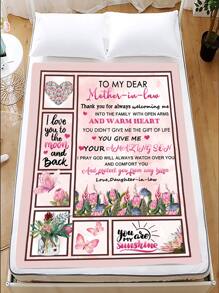 Floral & Slogan Graphic Blanket - Multicolor - View 2