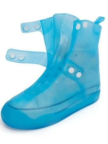 1 par Cubierta de bota de lluvia con botón impermeable - Azul - Ver 2