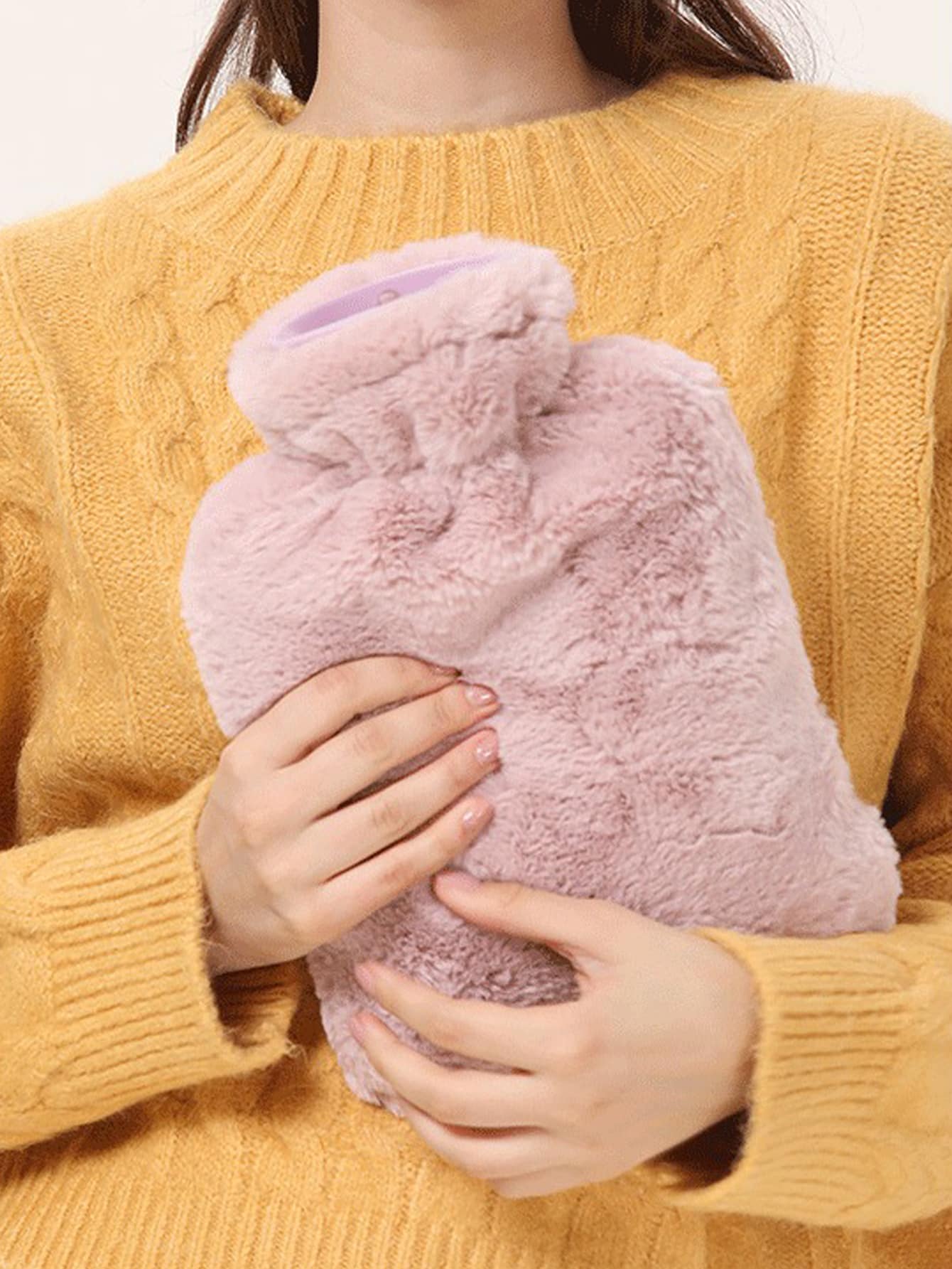 1 Vỏ vải sang trọng 200ml có túi đựng nước nóng phun nước, túi đựng nước ấm nén nóng cỡ lớn, túi đựng nước ấm, xách tay - Hồng - Xem 1