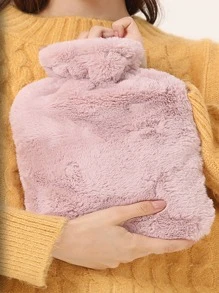 1 Vỏ vải sang trọng 200ml có túi đựng nước nóng phun nước, túi đựng nước ấm nén nóng cỡ lớn, túi đựng nước ấm, xách tay - Hồng - Xem 3