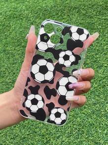 Soccer Print Clear Phone Case - Black and White - View 2