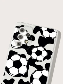 Soccer Print Clear Phone Case - Black and White - View 3