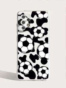 Soccer Print Clear Phone Case - Black and White - View 4
