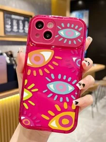 眼睛圖案手機殼帶翻動鏡子 - 彩色 - 查看 2