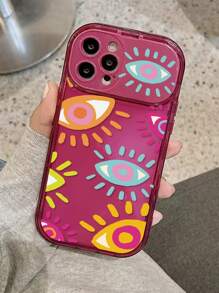 眼睛圖案手機殼帶翻動鏡子 - 彩色 - 查看 3