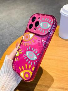 眼睛圖案手機殼帶翻動鏡子 - 彩色 - 查看 4